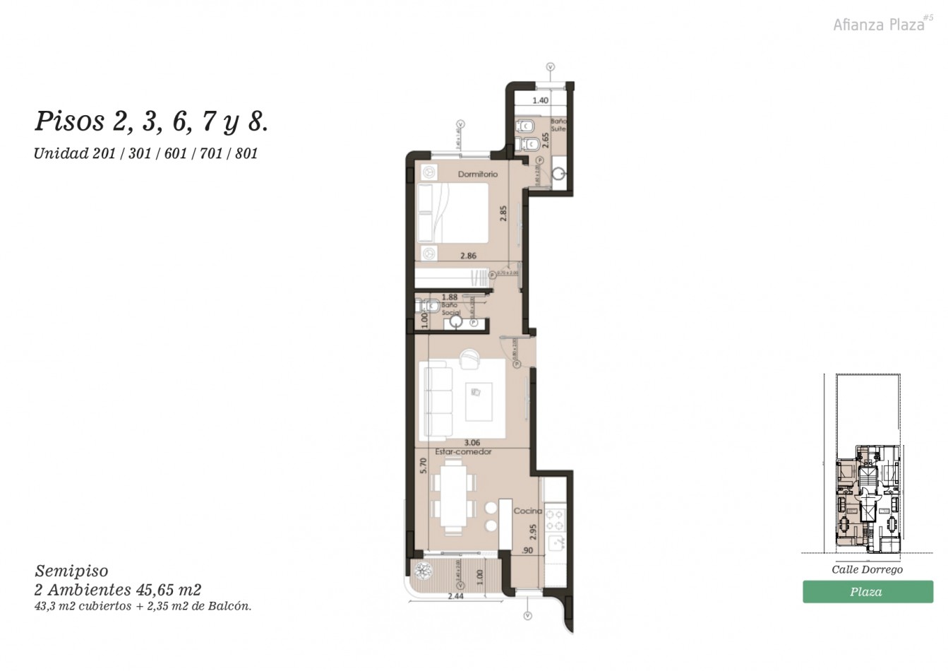 SEMIPISOS 2 ambientes c/BALCON. Residencias en Pozo! AFIANZA PLAZA